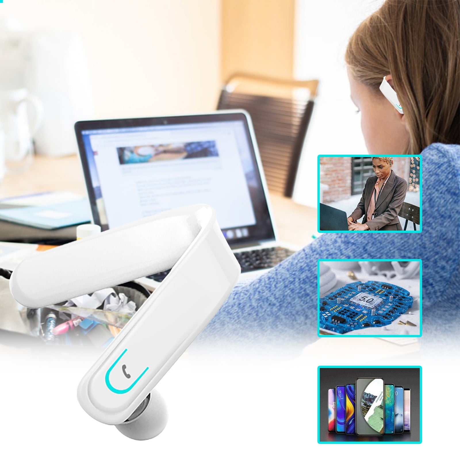 Bluetooth Headset for Phone Calls Noise Cancelling Independence Day Gifts Mini Invisible InEar
