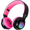 thumbnail image 1 of Bluetooth Headset, Riwbox AB005 Wireless Headphones 5.0 with Microphone Foldable Headphones with TF Card FM Radio and LED Light for Cellphones and All Bluetooth Enabled Devices (Pink), 1 of 7