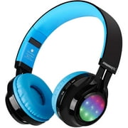 Bluetooth Headset, Riwbox AB005 Wireless Headphones 5.0 with Microphone Foldable Headphones with TF Card FM Radio and LED Lig