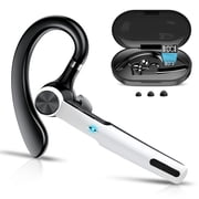 Bluetooth Headset, Single-Ear Bluetooth Earpiece with ENC Mic with HiFi Stereo Sound, 72 Hours Talking Time Wireless Headset V5.3 with 400mAh Charging Case for iOS Android Cell Phones, White