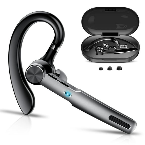 Bluetooth Headset, Single-Ear Bluetooth Earpiece with ENC Mic with HiFi Stereo Sound, 72 Hours Talking Time Wireless Headset V5.3 with 400mAh Charging Case for iOS Android Cell Phones, Black