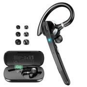 Bluetooth Headset, Single-Ear Bluetooth Earpiece with ENC Mic with HiFi Stereo Sound, 90 Hours Talking Time Wireless Headset V5.3 with 400mAh Charging Case for iOS Android Cell Phones, Black