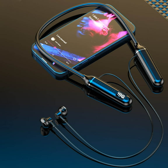 Bluetooth Headset – Sports Wireless High-power Bluetooth Earphones Neck-mounted Earphones With Digital Display
