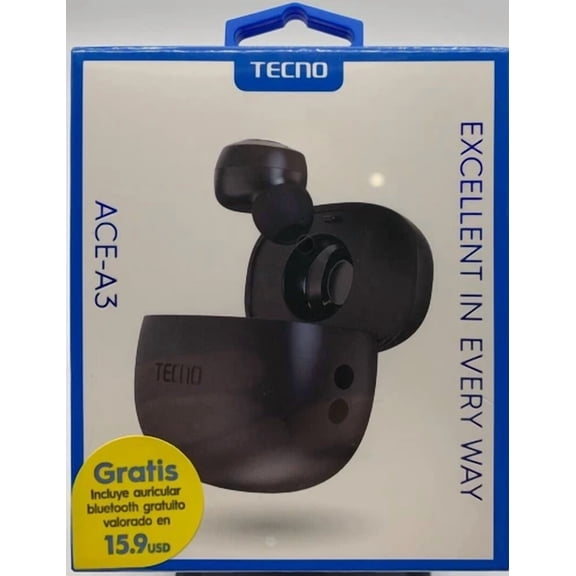 Bluetooth Headset Tecno Ace A3 Black (Single Ear Only)