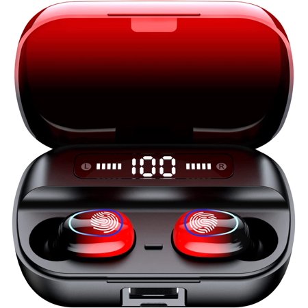 Bluetooth Headset Touch Control with LED Charging Case IPX7 Waterproof Stereo In-Ear Bluetooth 5.1 Bass Sports Earbuds with Built-in Microphone