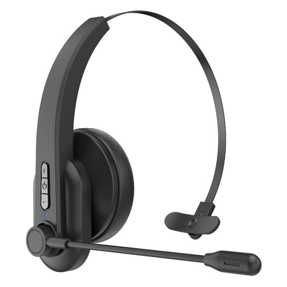 Bluetooth Headset with Mic - Wireless On-Ear Headphones for Truckers, Office & Cell Phones (Black)