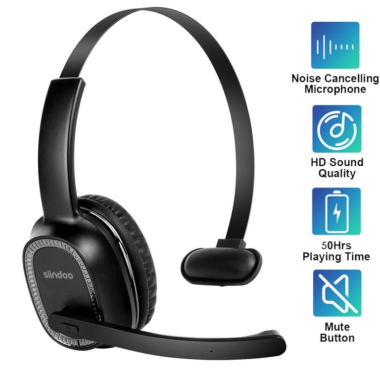 Bluetooth Headset Trucker Bluetooth Headset with Noise Canceling Microphone Long Working Time Wireless on Ear Headset for Computer Cell Phone Trucker Call Center Office Work Walmart