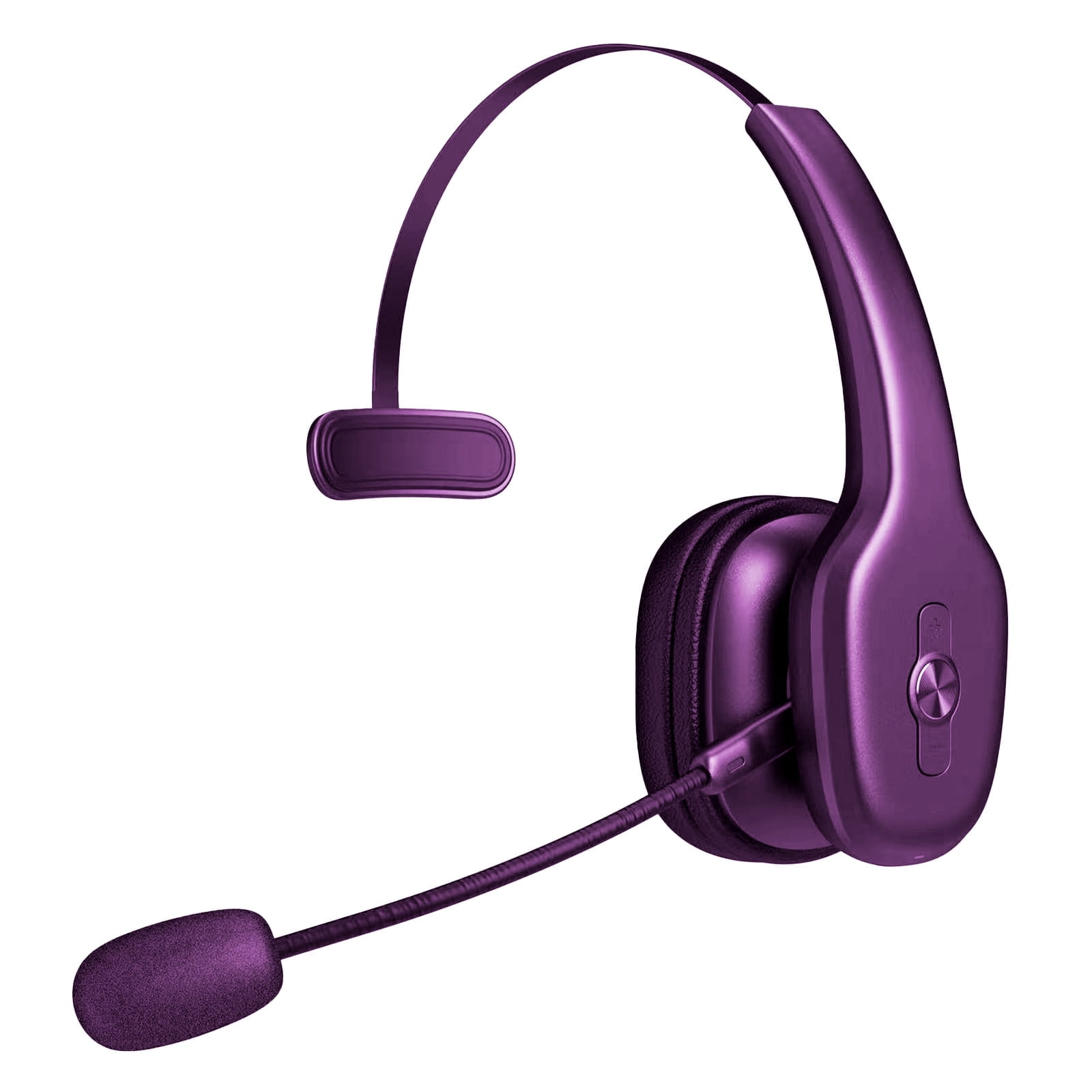 Bluetooth Headset, Trucker Wireless Headset with Noise Cancelling Microphone & Mute Button, 50Hrs Playtime, Wireless On-Ear Headphones with Mic for Home/Cell Phone/Computer/Zoom/Teams/Driver(Purple)