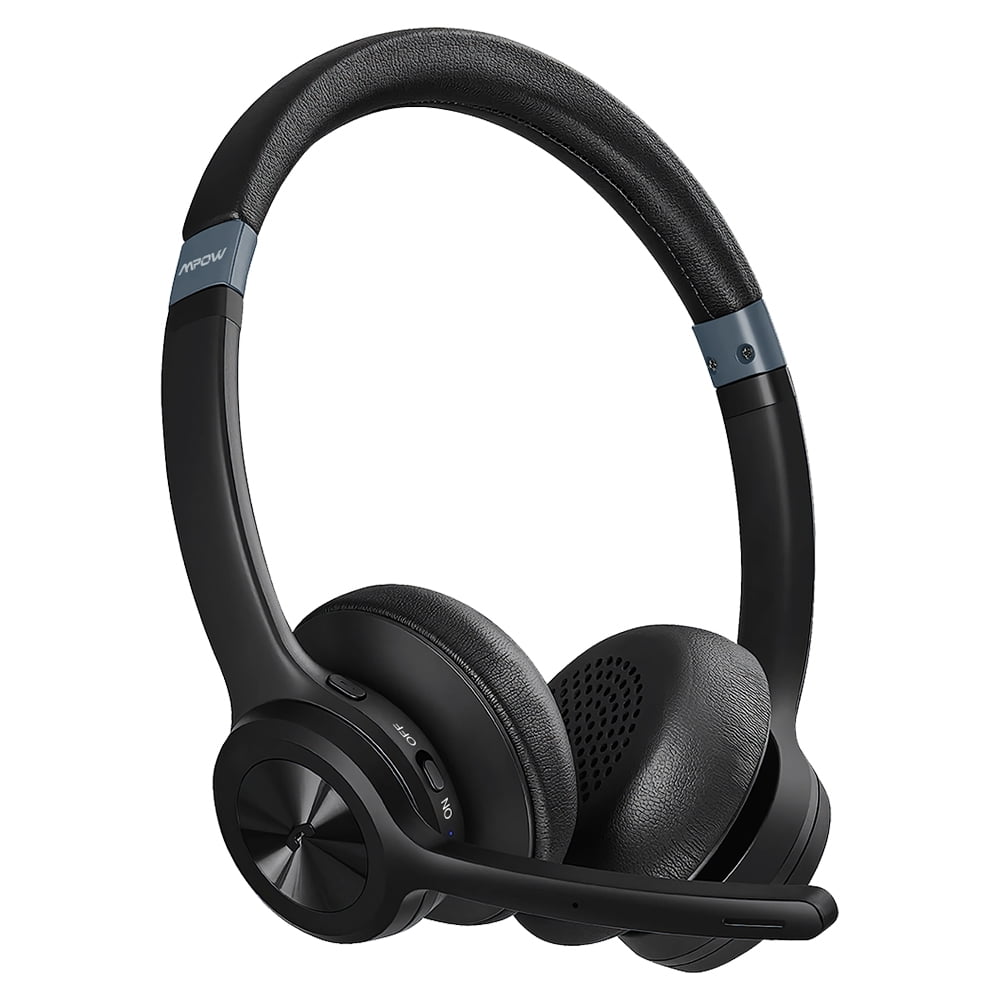 Bluetooth Headset V5.3, Superior Stereo Vibration Sound with Active Noise Cancelling Microphone, Dual Device Connection, 45H Talk Time Comfortable On-Ear Wireless Headphones for Phones, Computers