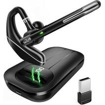 Bluetooth Headset V5.3, Wireless Earpiece with 1000mAh Charging Case, 96H Talktime, Hands Free Noise Canceling Headphones with Dual-Mic for Computer Cell Phones Trucker Home Office Work