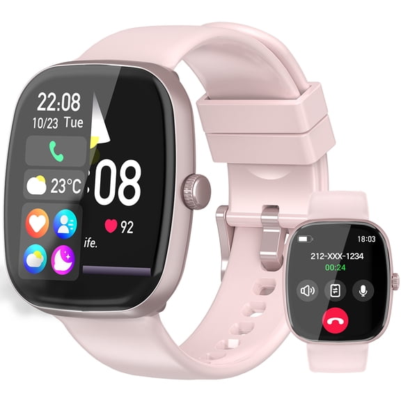 TPUFO Smart Watch Fits for iPhone and Android, 1.85-inch HD Fitness Tracker with Bluetooth Call Function, 120+ Sport Modes, IP68 Waterproof, Pink