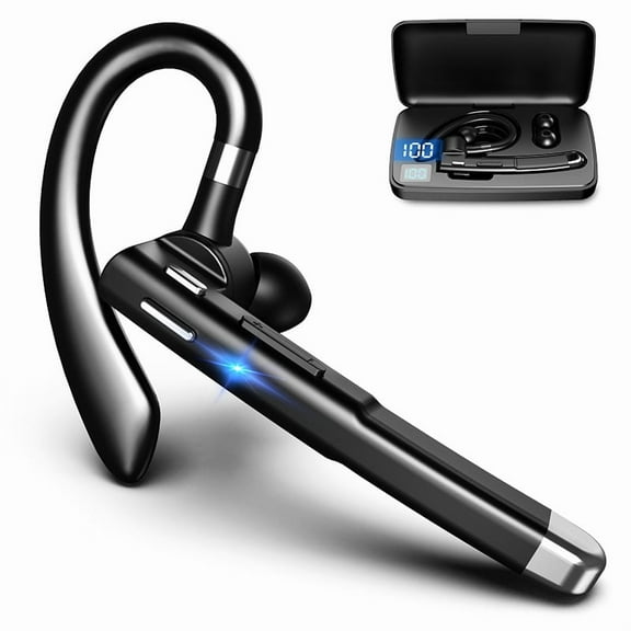 Bluetooth Headset, Wireless Bluetooth Earpiece with 500mAh Charging Case 72 Hours Talking Time Built-in Microphone for iOS Android Cell Phone, V5.1 Hand-Free Headphones for Trucker, Office