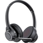 Bluetooth Headset, Wireless Bluetooth V5.4 Headphones with Microphone, Noise Canceling Multipoint Connect Wireless Headset with Mic for Work/Mobile/Laptop/Call Center/Noisy Office/Zoom - Black