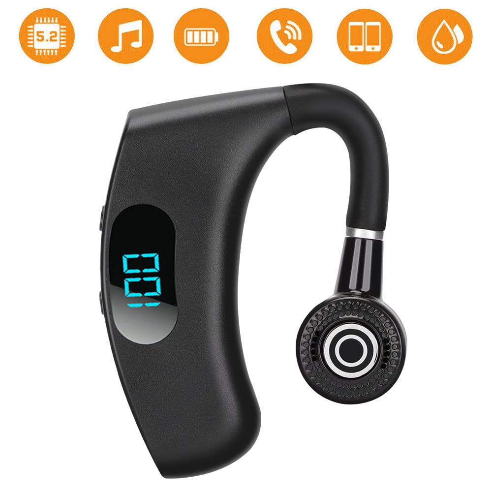 Bluetooth Headset, Wireless Earpiece V5.2 Ultralight Hands Free Business Earphone with Mic for Business/Office/Driving (Without Charging Case)