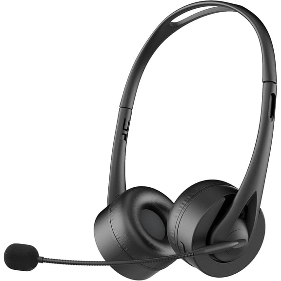 Wireless Headset with Microphone, Bluetooth Headset with Noise Cancelling for Office Work, Black