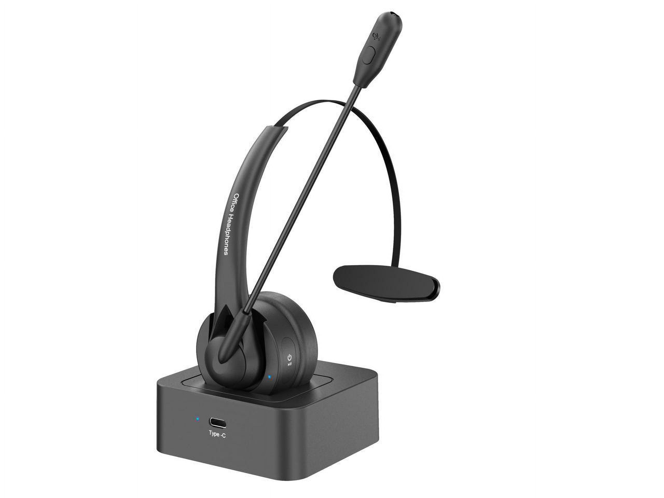 Bluetooth Headset, Wireless Headset with Mic for Work, Computer Headset with Microphone for PC, Bluetooth Lightweight Headset with Noise Cancelling Mic, Charging Base