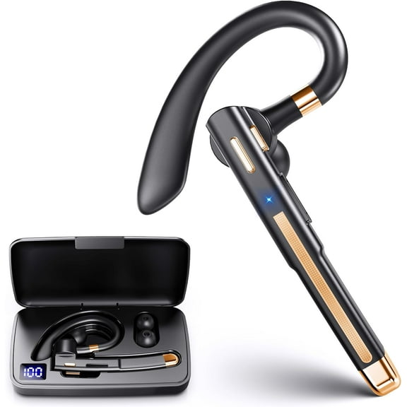 Bluetooth Headset, Wireless Headset with Microphone, Bluetooth Earpiece Suitable for Office, Trucker Headset with 120 Hours of Standby Time, for iOS and Android Cell Phones