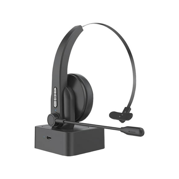 Bluetooth Headset with Microphone, Noise Cancelling Mic, On Ear Headphone Bluetooth 5.0 Over Ear Headphone for Truck Driver Office Black