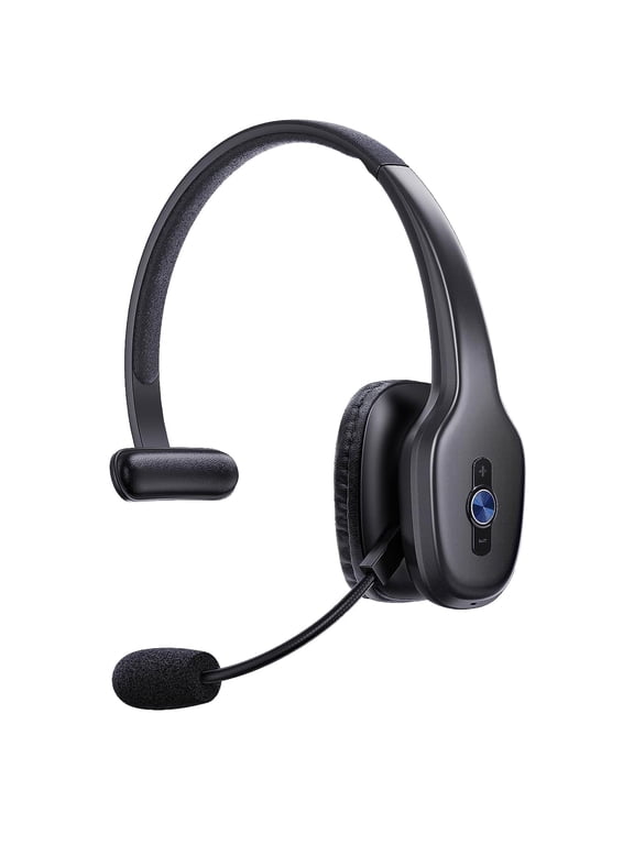 Bluetooth Headset, Trucker Wireless Headset with Noise Cancelling Microphone & Mute Button, 50Hrs Playtime, Wireless On-Ear Headphones with Mic for Home/Cell Phone/Computer/Zoom/Teams/Driver(Black)