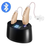 Bluetooth Hearing AidsNot Amplifiers, Hearing Aid with Bluetooth for Seniors, Rechargeable Otc 16 Channel Small Mini Hearing Amplifier for Adults Brown