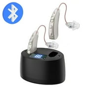 Bluetooth Hearing Aids(Not Amplifiers), Hearing Aid with Bluetooth for Seniors, Rechargeable Otc 16 Channel Small Mini Hearing Amplifier for Adults (Sliver)