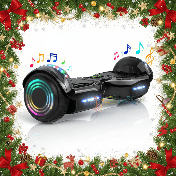 MOSTA Bluetooth Hoverboard with LED Headlight, 2-Wheel Self-Balancing Electric Scooter 6.5 inch Black
