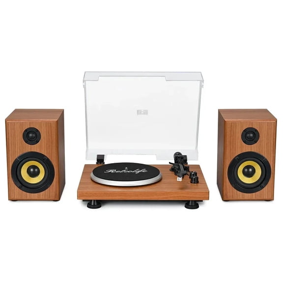 Bluetooth Input & Output Record Player HiFi System with 60W Speakers