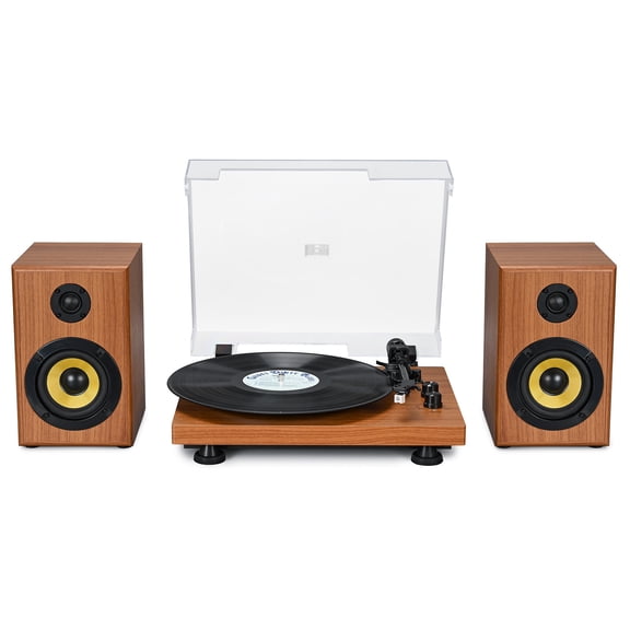 Udreamer Vinyl Record Player Bluetooth Turntable,USB/RCA Out,ATN-3600L stylus,60W Speakers,USB to PC, Auto Stop