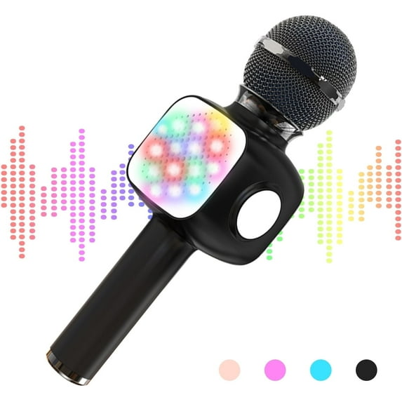 GLUAAE Bluetooth Karaoke Microphone - Wireless Singing Mic Speaker for Kids & Adults-Black