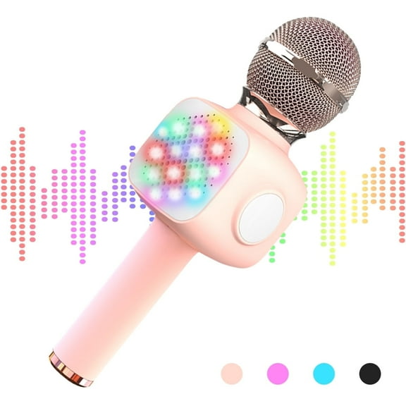 GLUAAE Bluetooth Karaoke Microphone - Wireless Singing Mic Speaker for Kids & Adults-Golden