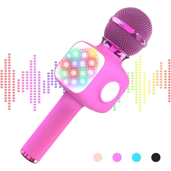 SOMNR Bluetooth Karaoke Microphone - Wireless Singing Mic Speaker for Kids & Adults-Pink