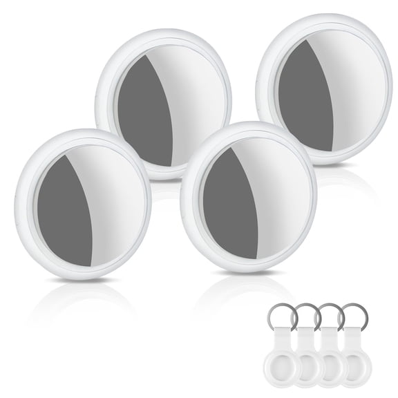 Bluetooth Key Finder, 4PCS Wallet Tracker Works with Apple Find My App (iOS Only), Replaceable Battery, Waterproof, White Item Finder for Bags, Luggage, Keys, Wallets (with Silicone Protective Cover)