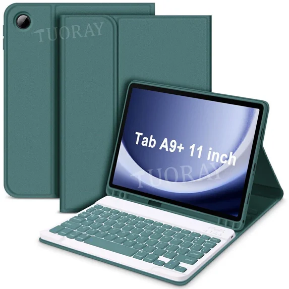 Bluetooth Keyboard Case For Samsung Galaxy Tab A9+ / A9 Plus 11" inch (SM-X210 X215 X216) Tablet Magnetically Detachable Wireless Keyboard with Pencil Holder