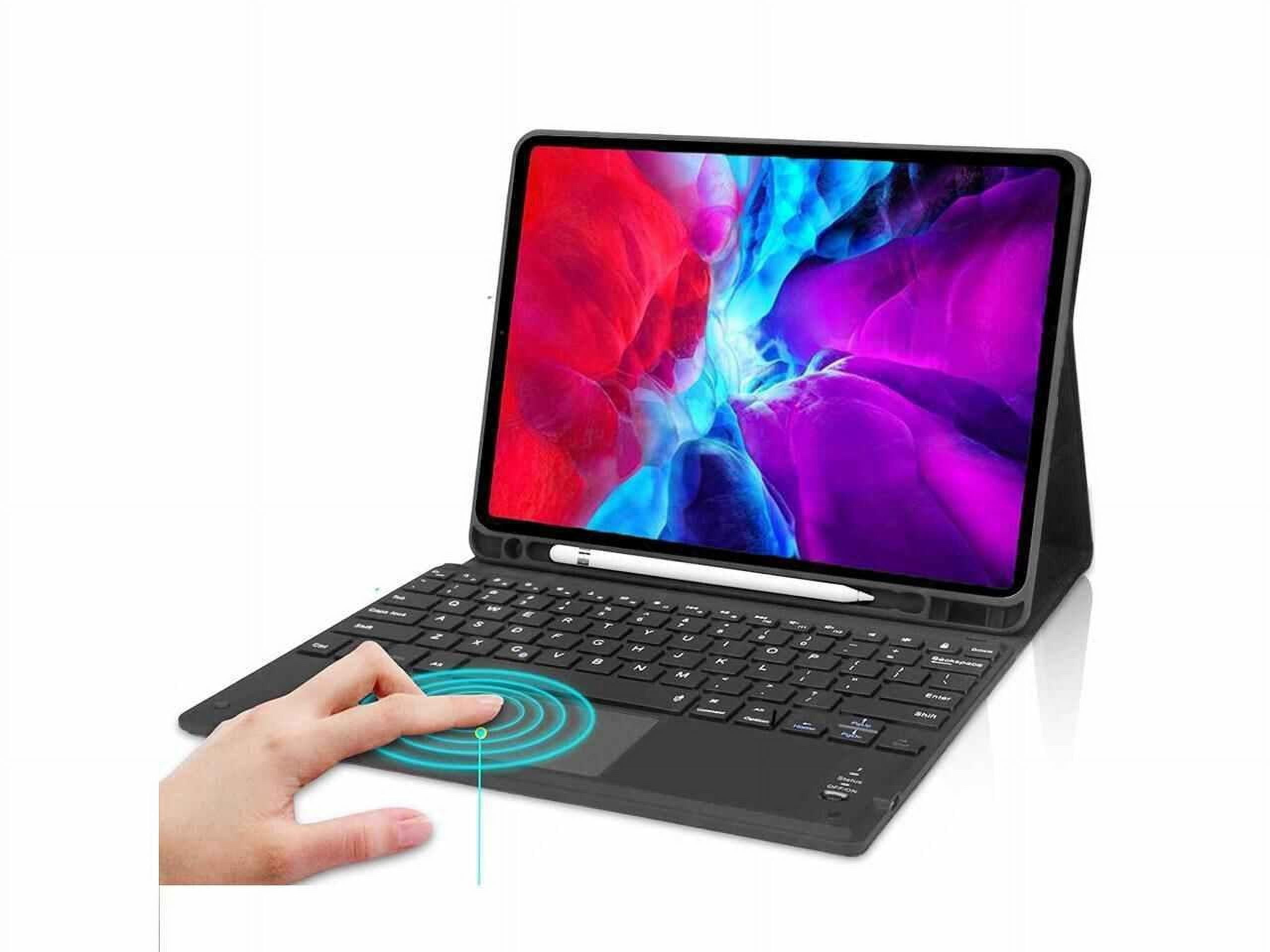 Bluetooth Keyboard Case with Trackpad for iPad Pro 12.9 inch 2017 2015 (Old Model, 2nd & 1st Generation) Removable Wireless Keyboard with Leather Cover / Pencil Holder