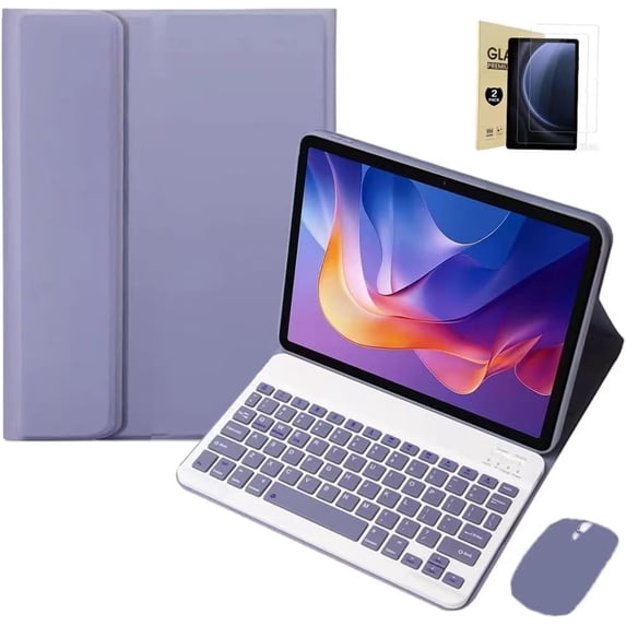 Bluetooth Keyboard Case with Mouse for Lenovo Yoga Tab 11.1" 2025, 2 Screen Protectors,Purple