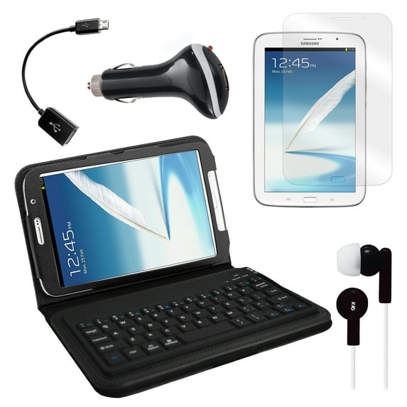 Bluetooth Keyboard Folio with Earphones, Screen Protector, OTG Cable, and More for Samsung Galaxy Note 8" Tablet