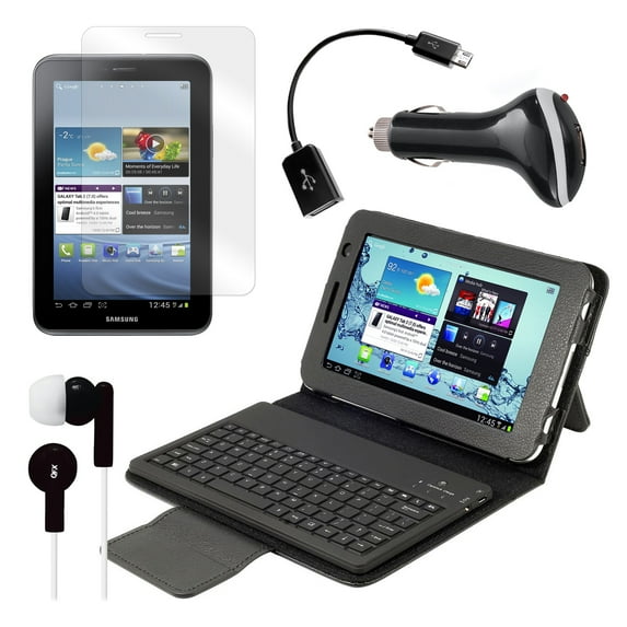Bluetooth Keyboard Folio with Earphones, Screen Protector, OTG Cable, and More for Samsung Galaxy Tab 2 7" Tablet