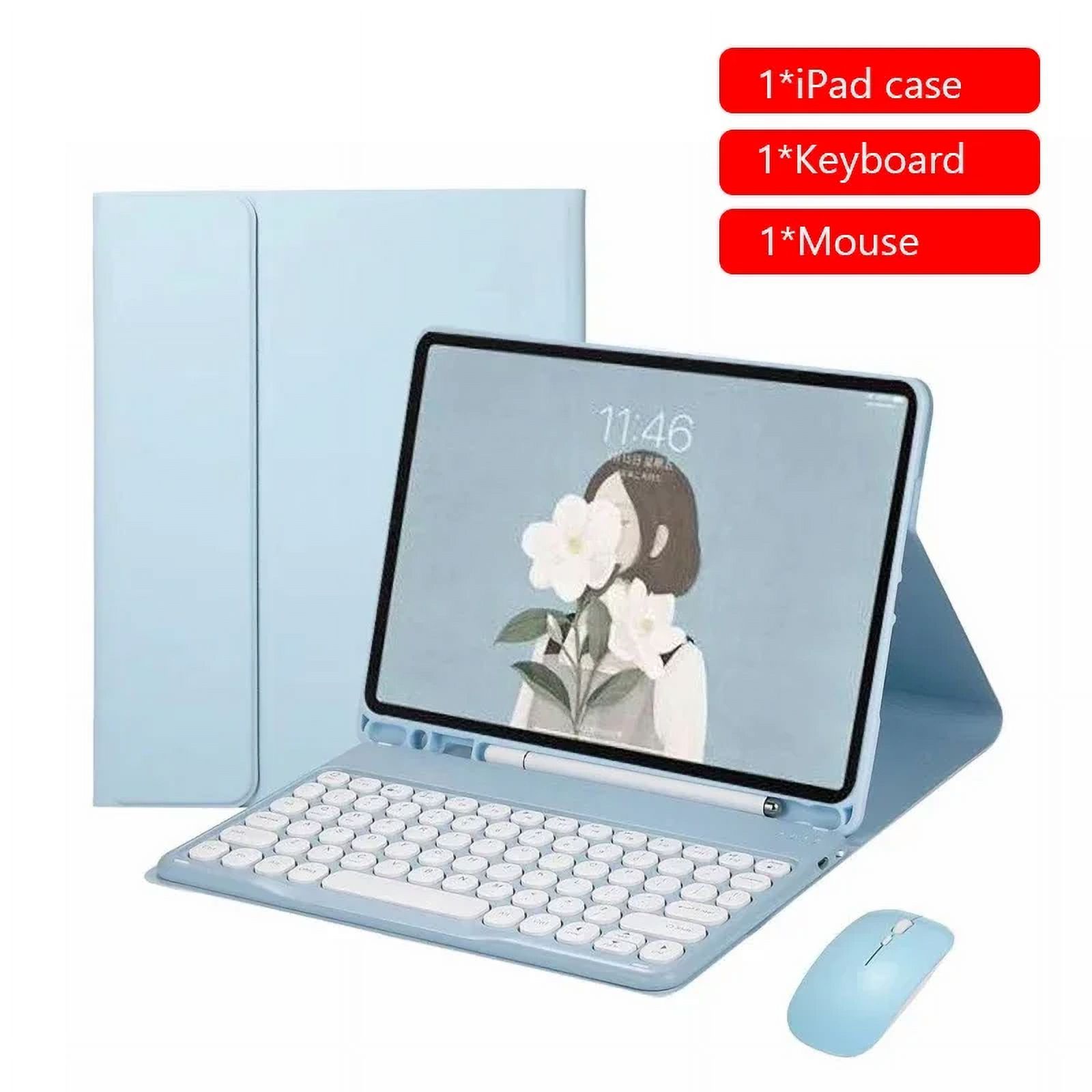 Bluetooth Keyboard Mouse Case Set for iPad Air 13 11 6 5 4 Pro 13 11 12