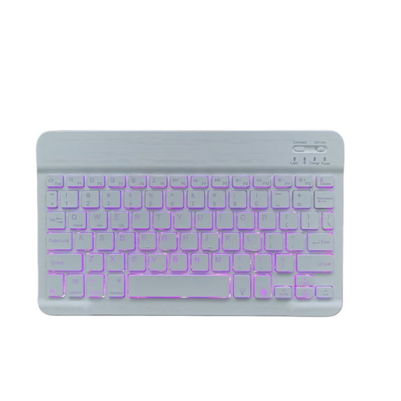 Bluetooth Keyboard and Mouse Combo for iPad - Rechargeable Wireless Keyboard & Mouse with 7-Color Backlit Compatible with iPad 9th/8th Gen, iPad Pro/Air/Mini, iPhone14/13/12 Pro,white-A
