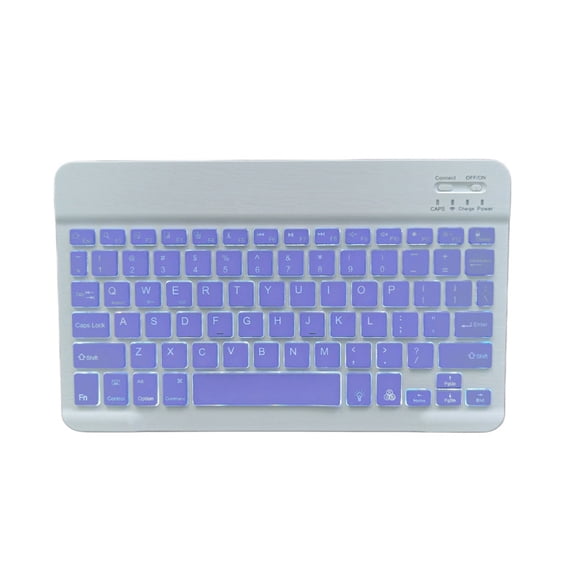 Bluetooth Keyboard and Mouse Combo for iPad - Rechargeable Wireless Keyboard & Mouse with 7-Color Backlit Compatible with iPad 9th/8th Gen, iPad Pro/Air/Mini, iPhone14/13/12 Pro,purple -10-inch