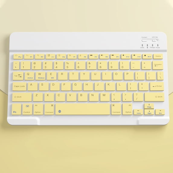 Bluetooth Keyboard Mouse, ZzCityTK Portable Wireless Combo for PC Tablet, Slim Rechargeable Bluetooth 3.0 Keyboard with Multi-Device Compatible Mouse, Yellow