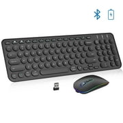 Bluetooth Keyboard and Mouse, cimetech Rechargeable Dual-Mode (Bluetooth 4.0 + USB) Wireless Keyboard and Mouse Combo, Ultra-Slim Multi-Device Keyboard for Computer/Laptop/PC/Windows(BK)