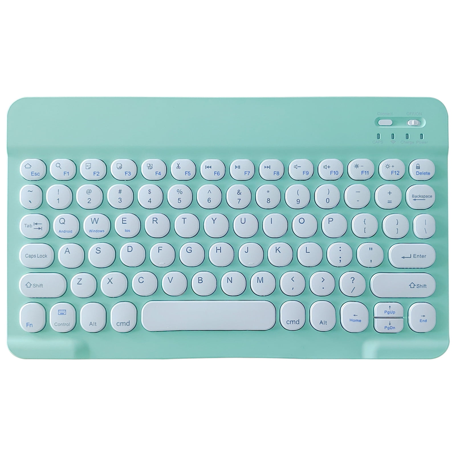 Bluetooth Keyboard, Round Keycap Color Backplane Portable Wireless Keyboard for PC Tablet, Rechargeable