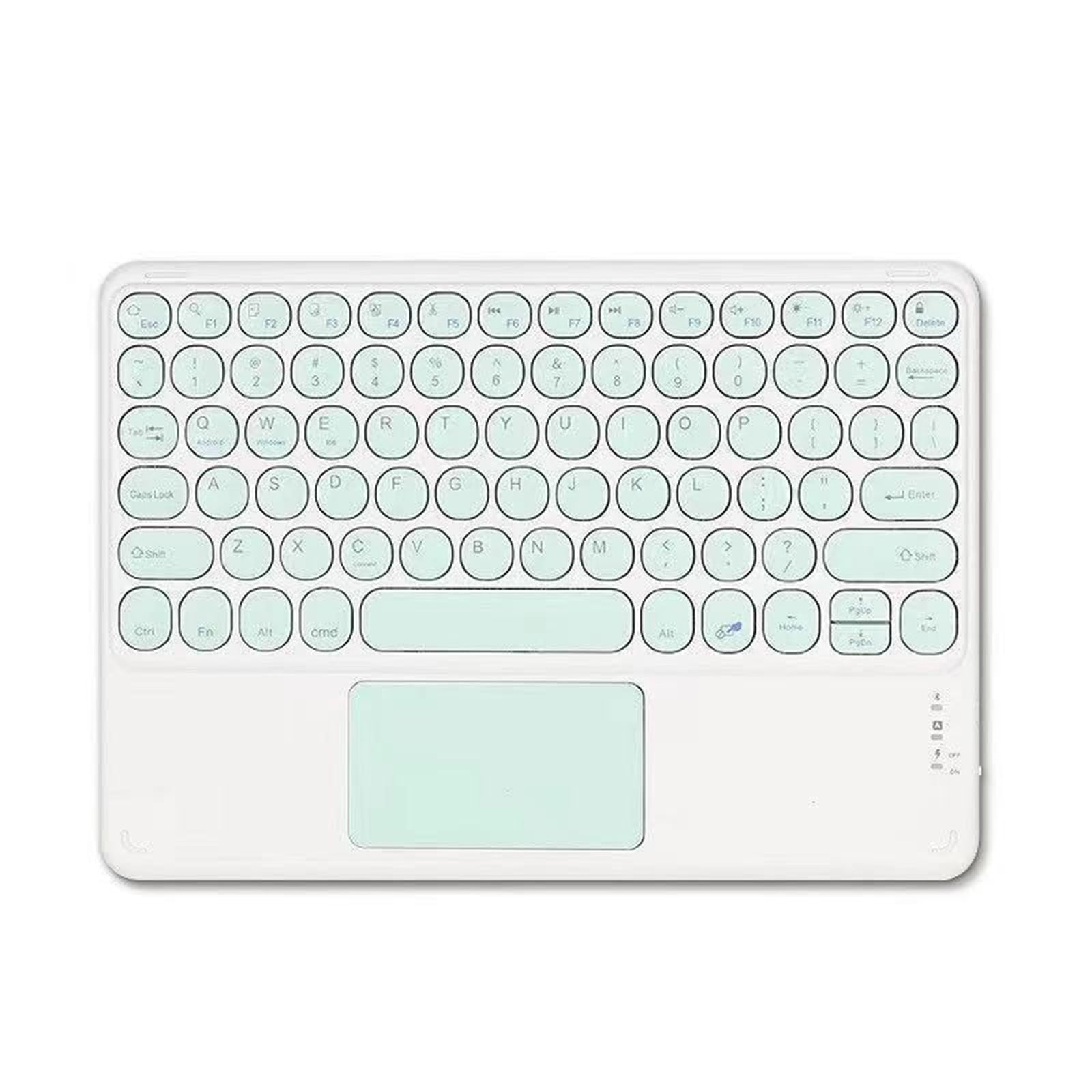 Bluetooth Keyboard with Touchpad, Round Keycap Portable Wireless Keyboard for PC Tablet, Rechargeable