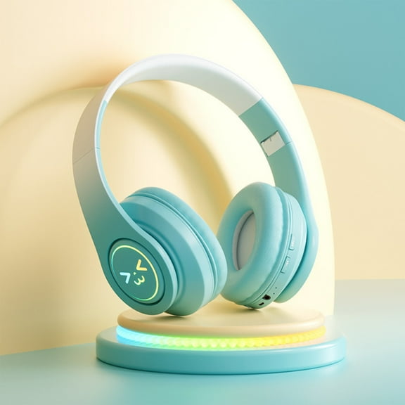 Bluetooth Kids Headphones Fit for Aged 3-21, Colorful LED Lights Comfort Wireless Headphones with Microphone 94dB Volume Limited for School/PC/TV/Cellphones