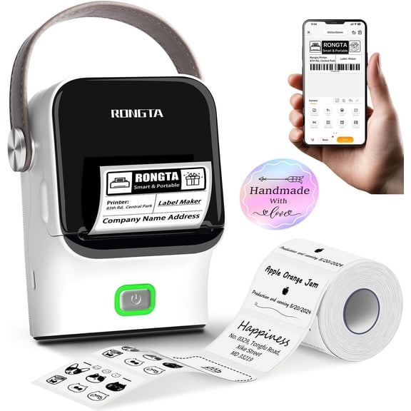 Bluetooth Label Maker Machine with Tape, Thermal Label Printer for Office, Small Business Essentials, Home Organization, Portable Inkless Sticker Label Maker with 2x1.18 inch Labels