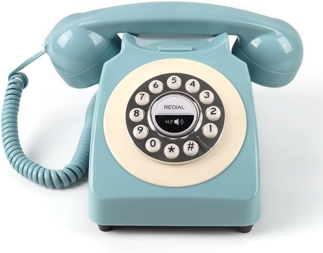 Bluetooth Landline Phone, Retro Home Phones for Landline, Classic Vintage Cordless Telephone Bluetooth Connection Speakerphone for Home House(Blue)