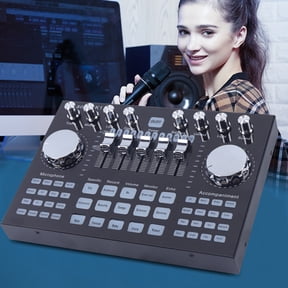 Bluetooth Live Sound Card Voice Changer, Audio DJ Mixer with Multiple Sound Effect