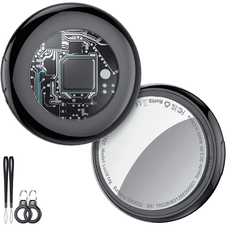 Bluetooth Tracker, Smart Air Tracker Tags-2 Pack, Key Apple Finder and Item Locator Works with Find My (iOS Only), with Protective Case/Key Ring/Lanyard, Tracker Tag for Keys/Luggage/Wallet, etc.