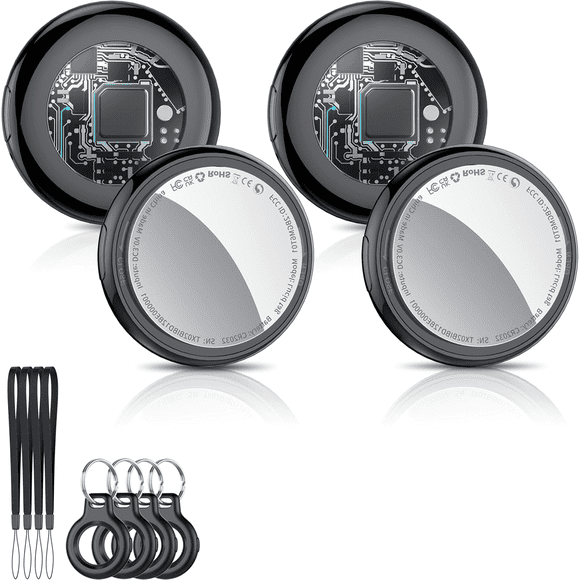 Bluetooth Tracker, Smart Air Tracker Tags-4 Pack, Key Finder and Item Locator Works with Apple Find My (iOS Only), with Protective Case/Key Ring/Lanyard, Tracker Tag for Keys/Luggage/Wallet, etc.